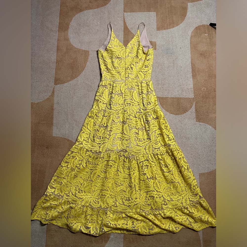 Dress The Population Sunflower Yellow Midi Cocktail Dress - Picture 2 of 3